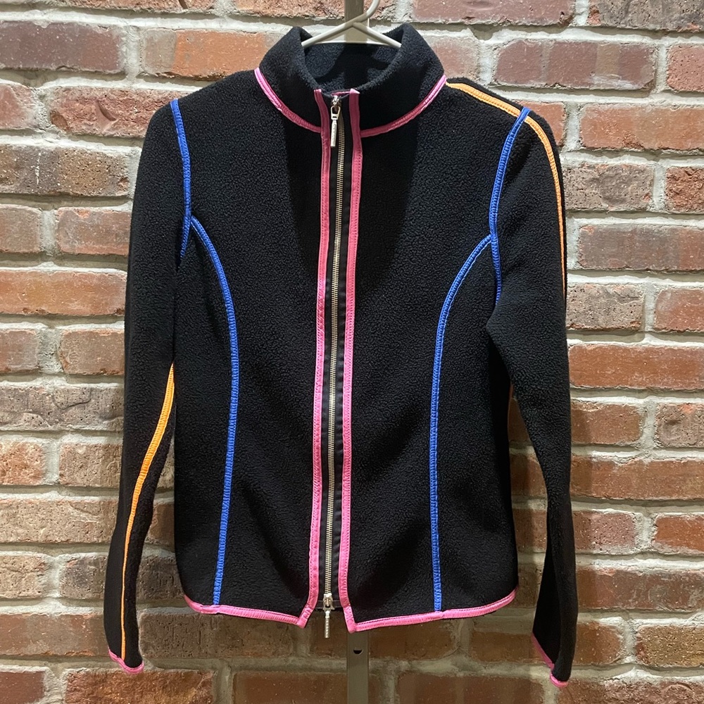 Vintage Emmegi neon-lined black fleece jacket